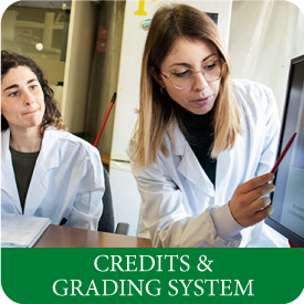 Credits and grading system at the MSc in biotechnology at Tor Vergata University